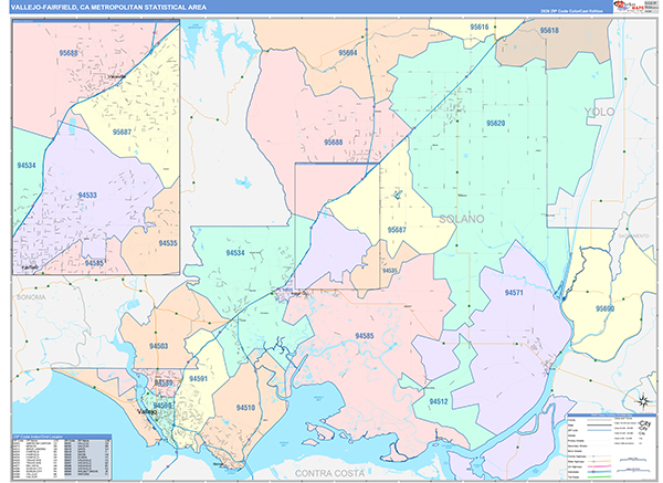 Vallejo-Fairfield Metro Area Wall Map
